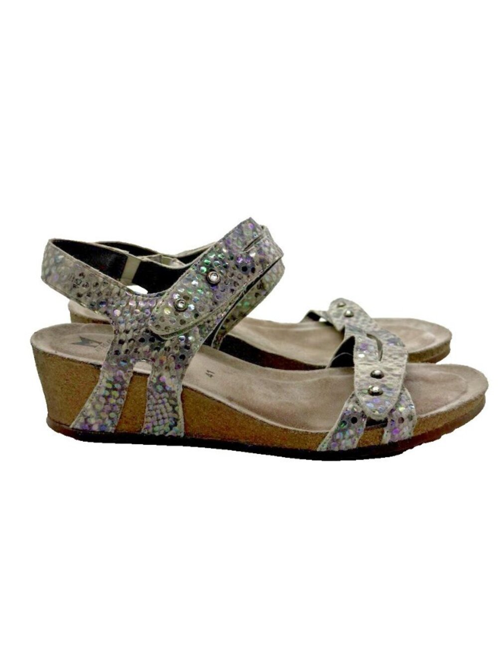 Mephisto Minoa Iridescent Snake Leather Wedge Sandal Women's Shoe Sz 41 EU 11 US